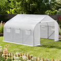 11.5 X 10 X 6.5 Outdoor Walk-in Greenhouse — Tunnel Green House with Roll-Up Windows in a colorful realistic setting
