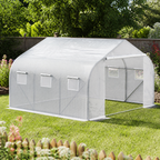 11.5 X 10 X 6.5 Outdoor Walk-in Greenhouse — Tunnel Green House with Roll-Up Windows in a colorful realistic setting