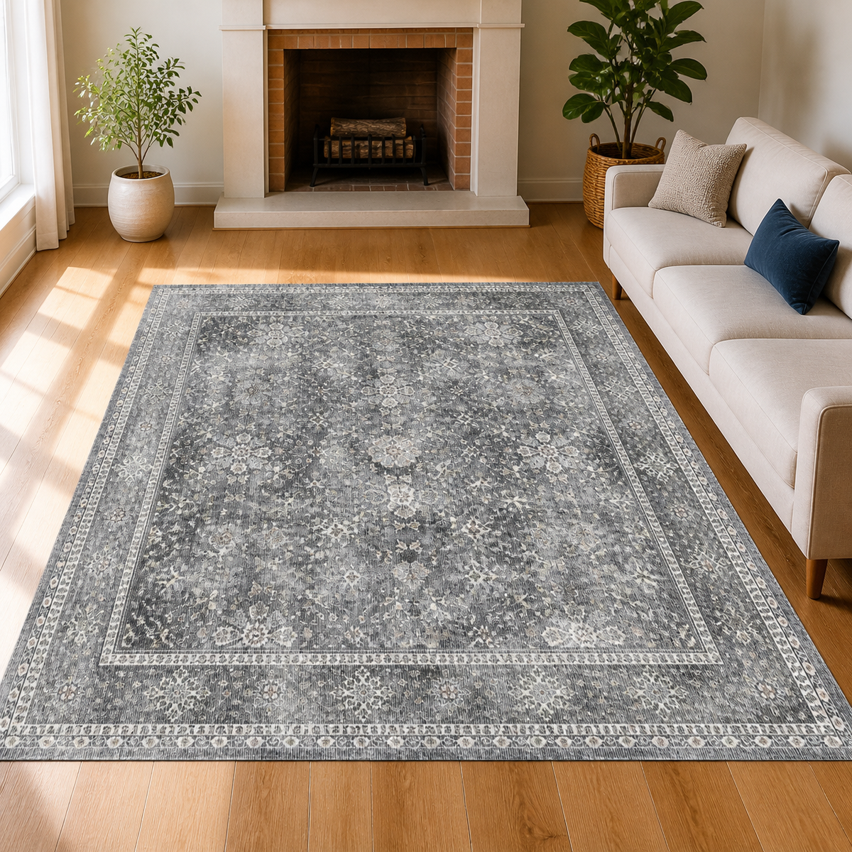 Area Rug — 8 X 10 Ft Large Washable Rug in a colorful realistic setting