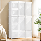 Portable Wardrobe Closet — Folding Clothes Storage Organizer with 8 Cube Compartments in a colorful realistic setting