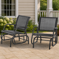 2-Piece Outdoor Glider Swing — Rocking Chair Set with Breathable Mesh Fabric in a colorful realistic setting