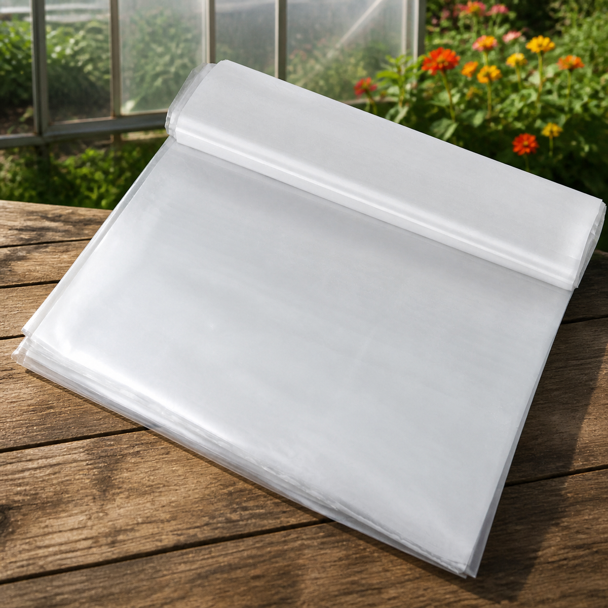Greenhouse Film 10 X 25 Ft — Greenhouse Polyethylene Film 6 Mil Thickness in a colorful realistic setting