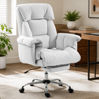 High Back Office Chair — Reclining Desk Chair with Footrest in a colorful realistic setting
