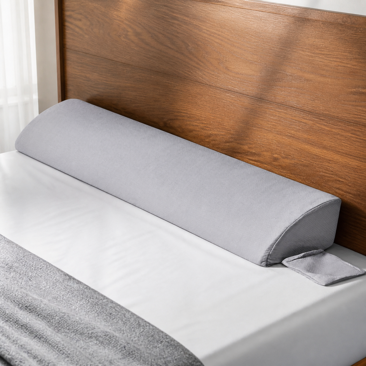 Bed Wedge Pillow with Headboard - High-Density Foam Fills the Gap Between in a colorful realistic setting