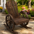 Wooden Rocking Chair — Adirondack Rocker Chair with Slatted Design and Oversized Back in a colorful realistic setting