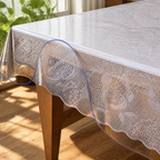 Plastic Table Cover 42 X 78 Inch — 1.5 Mm Thick Clear Table Protector in a colorful realistic setting