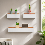 Floating Shelves 23.62 Wall Mounted Wood Shelves for Bathroom in a colorful realistic setting
