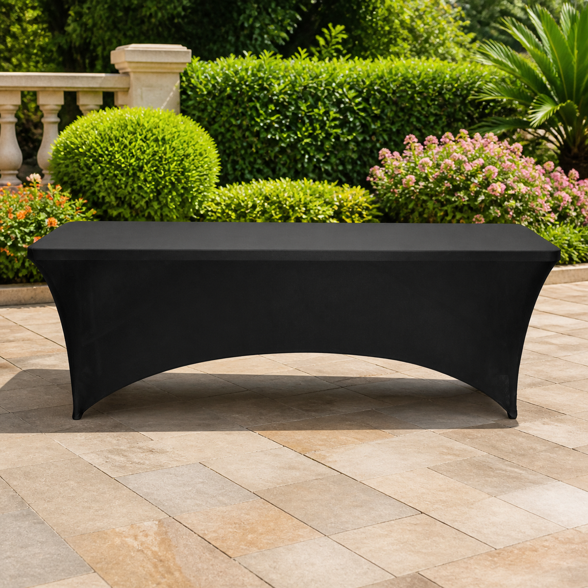 6 Pack Table Cloth for 8ft Rectangular Fitted Events in a colorful realistic setting
