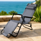 Portable Dual Purposes Extendable Folding Reclining Chair Grey in a colorful realistic setting