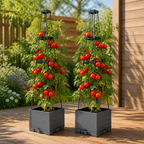 2pack Raised Garden Bed Boxes with Trellis 56" Tomato Self-Watering Planter Box in a colorful realistic setting
