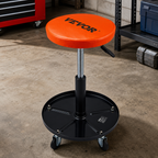 Adjustable Mechanics Rolling Creeper Seat Stool Tool Tray for Shop Garage in a colorful realistic setting