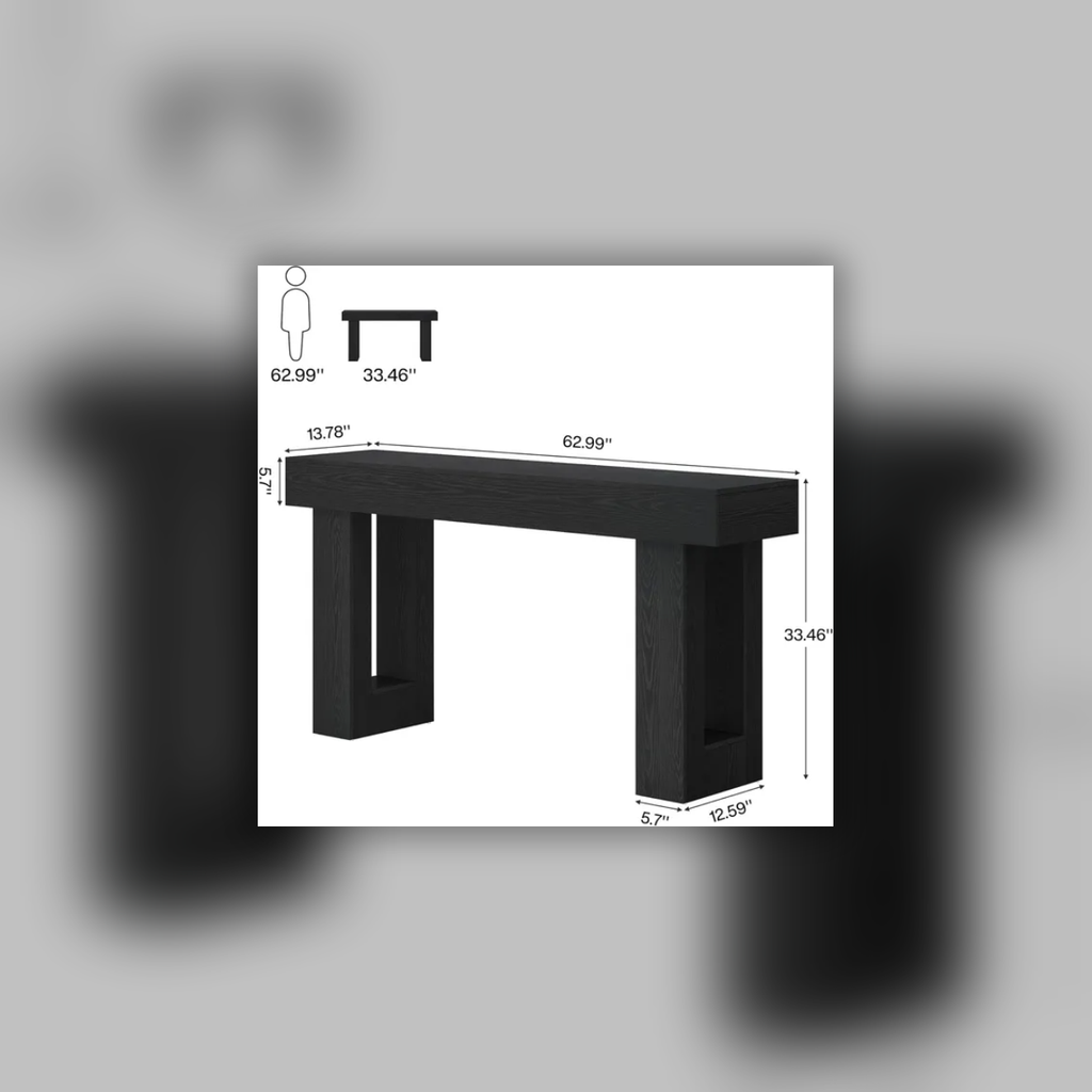 Long Console Table Wooden Rectangular Sofa Table Behind the Couch — square primary product view