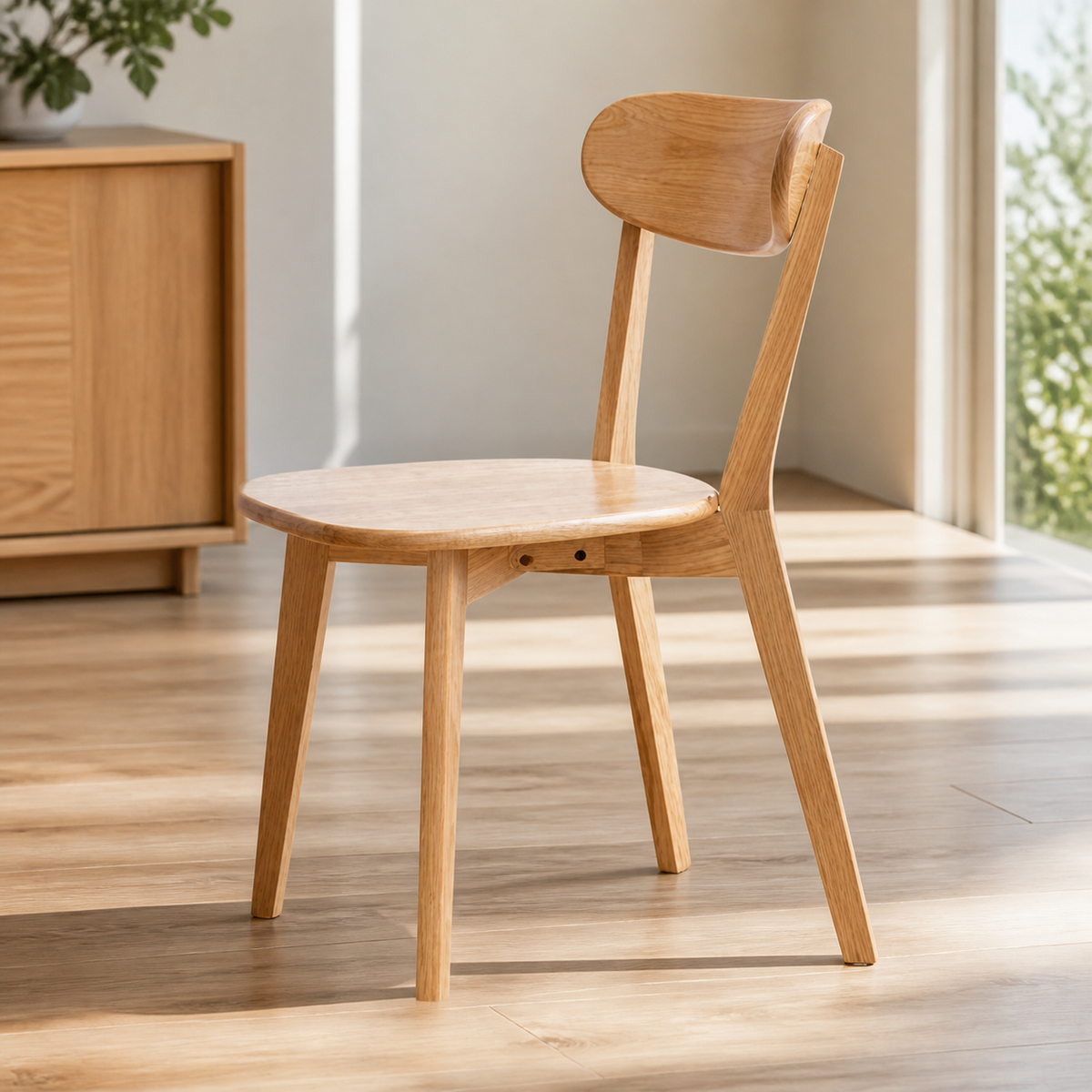 Dining Chair Wooden Fas Grade Oak Natural Wood Made in North America Dirt-Free Wood in a colorful realistic setting