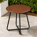 Outdoor Side Table with Imitation Wood Tabletop — Weather Resistant Patio Side Table in a colorful realistic setting