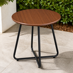 Outdoor Side Table with Imitation Wood Tabletop — Weather Resistant Patio Side Table in a colorful realistic setting