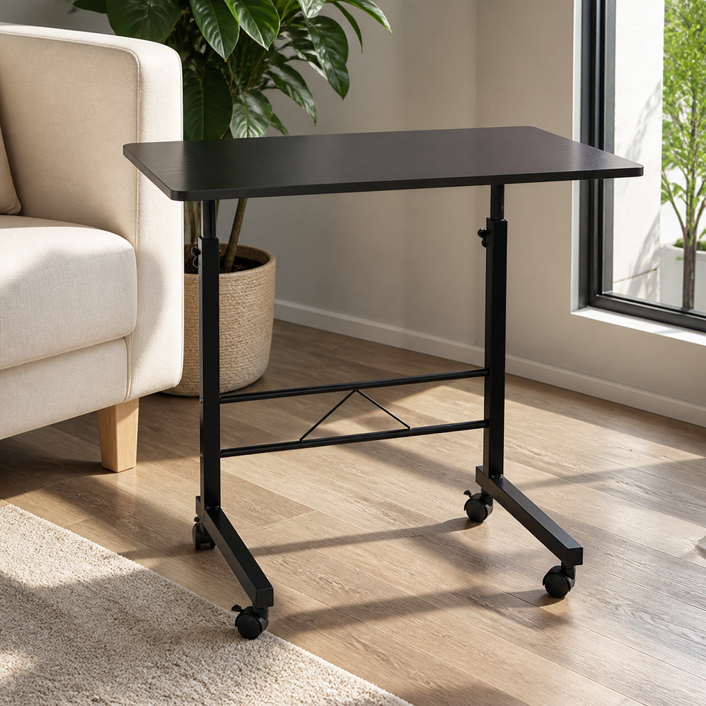 Removable P2 15mm Chipboard Steel Side Table Black in a colorful realistic setting