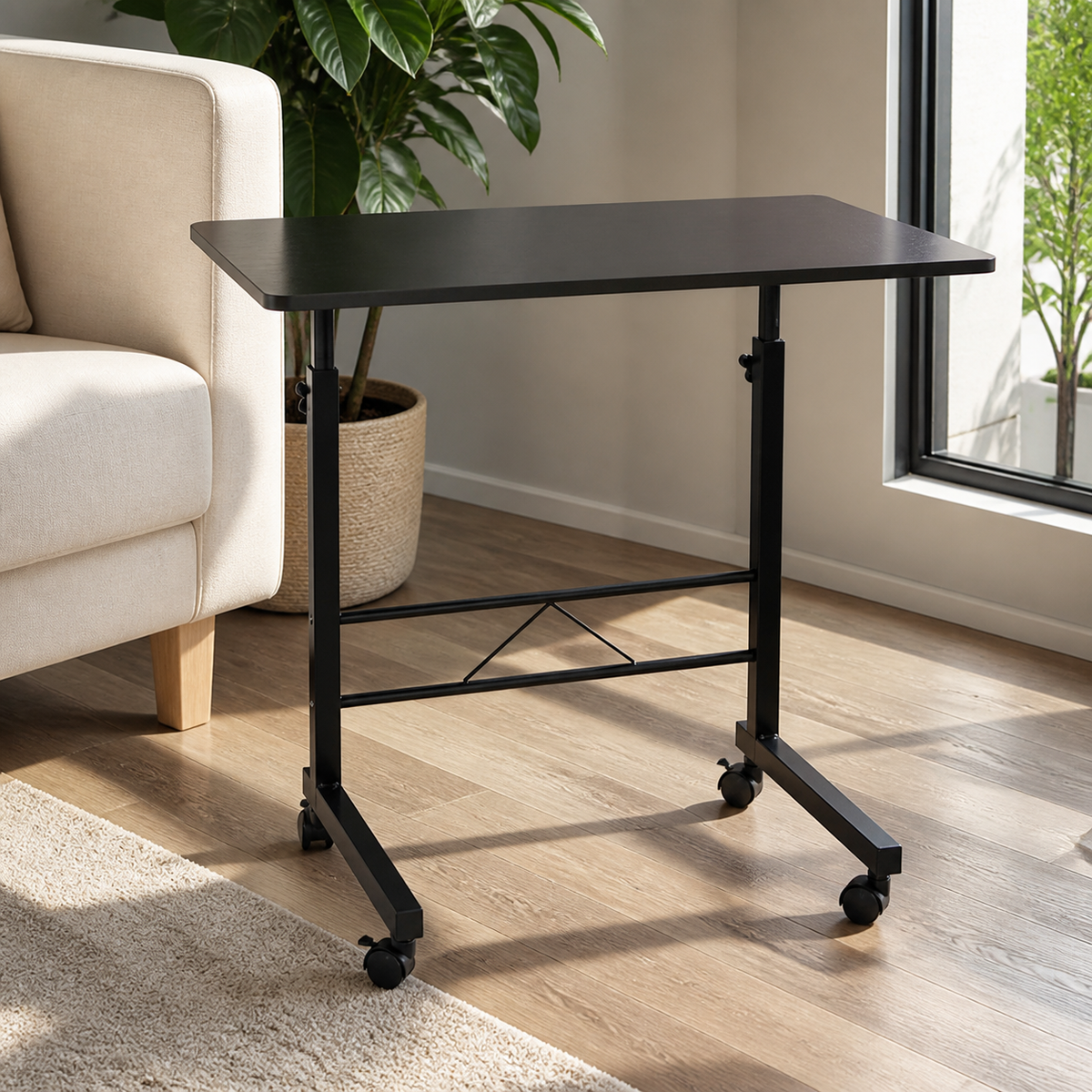 Removable P2 15mm Chipboard Steel Side Table Black in a colorful realistic setting