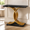 39 in Gold Console Table — Modern Desk Behind the Couch in a colorful realistic setting