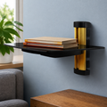 Floating Wall Mounted Strengthened Tempered Glass Shelf in a colorful realistic setting