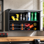 Metal Wall Cabinet — 27.56w X 12.01d X 19.69h Inch in a colorful realistic setting