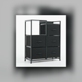 Five-Drawer Fabric-Paneled Wardrobe — Double-Layer Shelf Storage Cabinet — square primary product view
