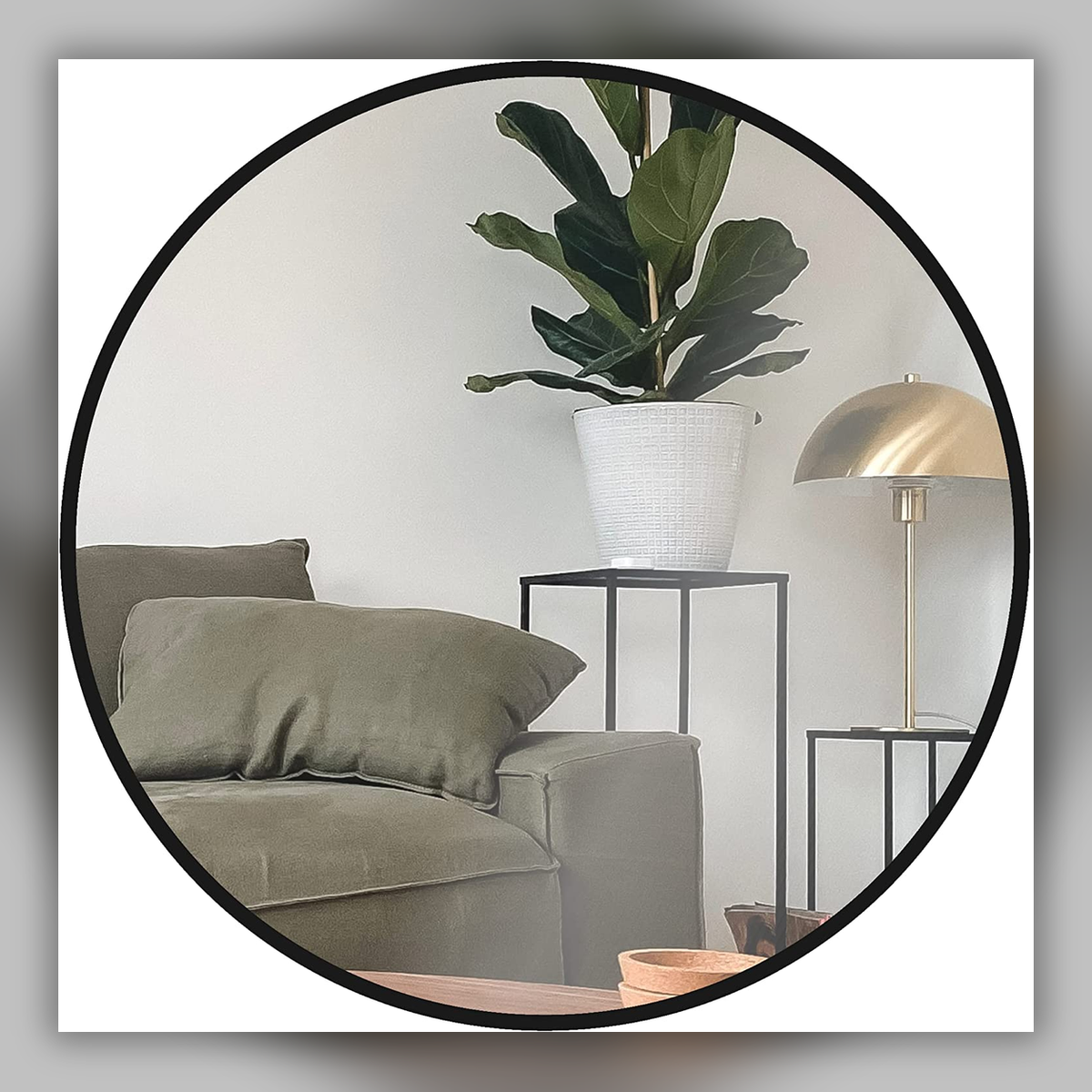 24 Inch Black Metal Framed Round Bathroom Mirror for Wall. W2203p182012 — square primary product view