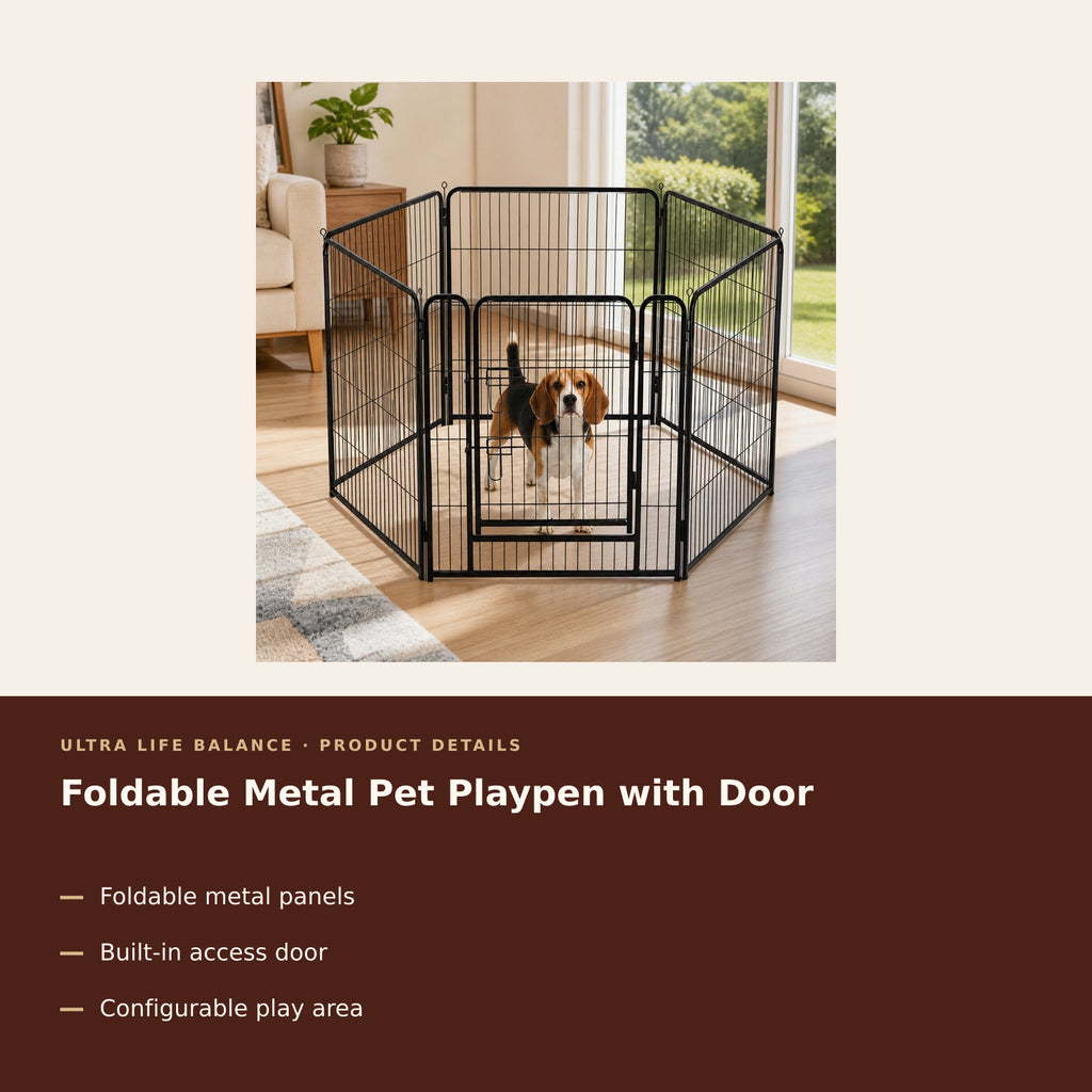 Foldable Metal Pet Playpen with Door product details