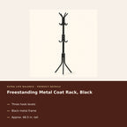 Freestanding Coat Rack with Storage Shelves , Black product details