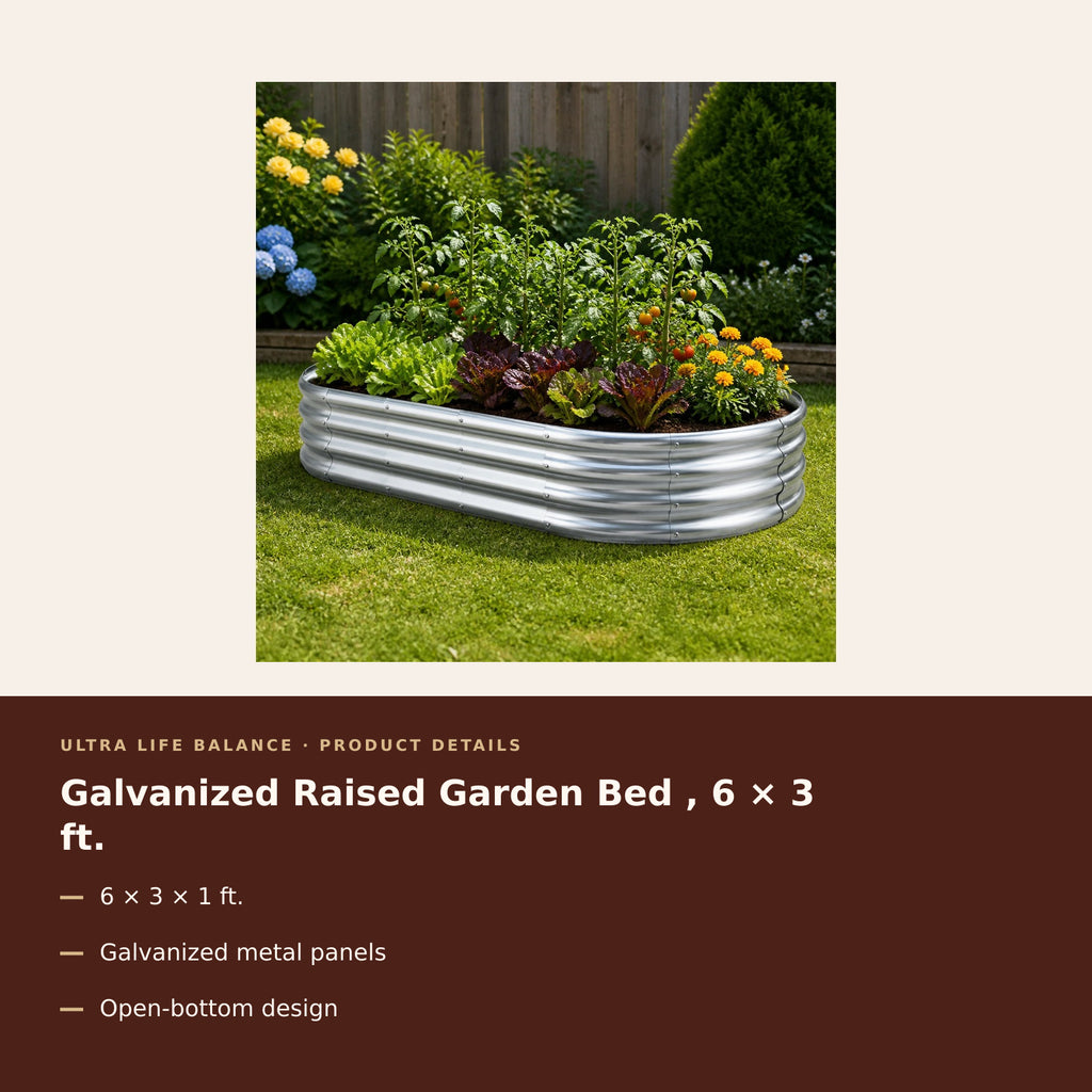 Galvanized Raised Garden Bed , 6 × 3 ft. product details