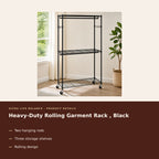 Heavy-Duty Rolling Garment Rack , Black product details