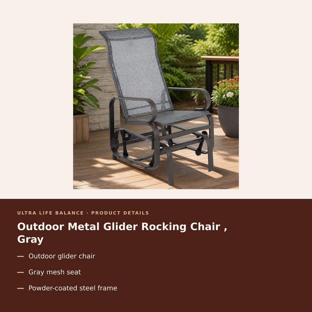 Outdoor Metal Glider Rocking Chair , Gray product details