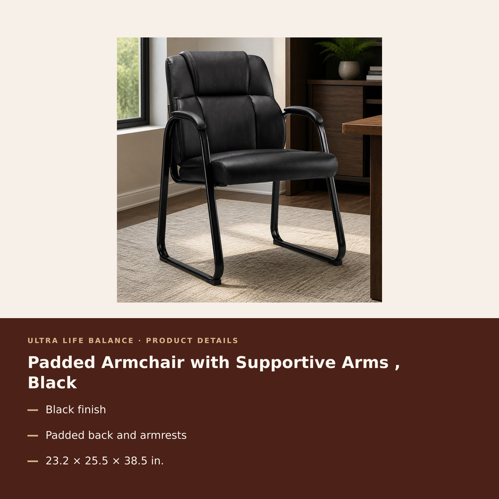 Padded Armchair with Supportive Arms , Black product details