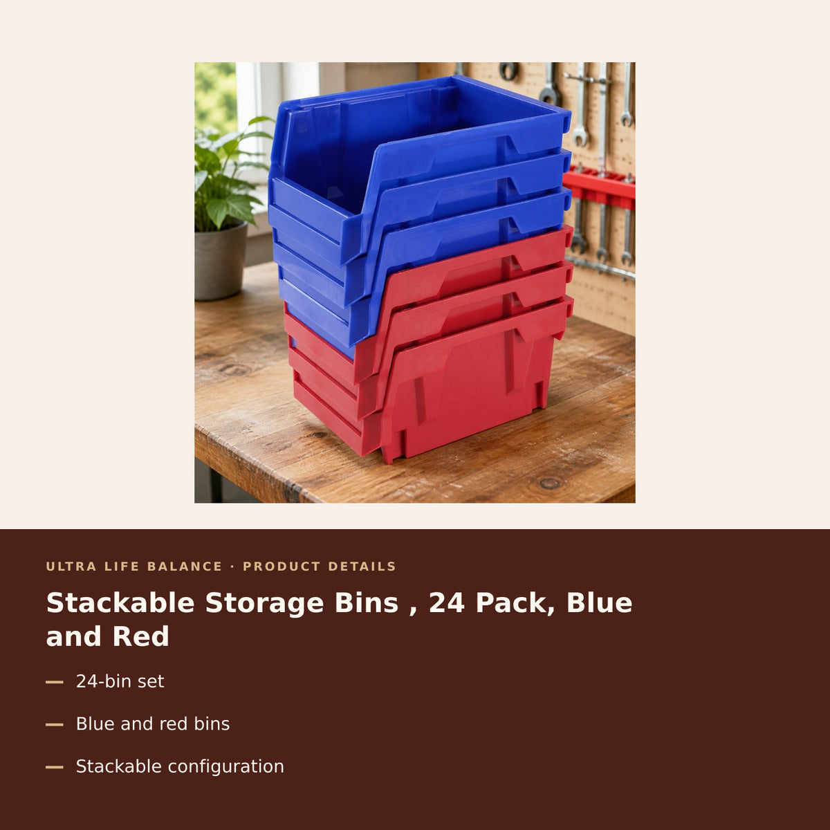 Stackable Storage Bins , 24 Pack, Blue and Red product details