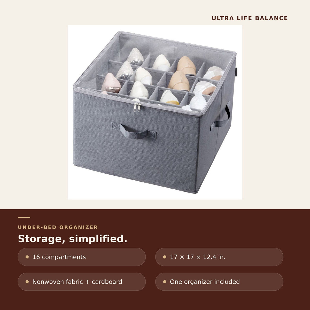 Under-bed shoe organizer details