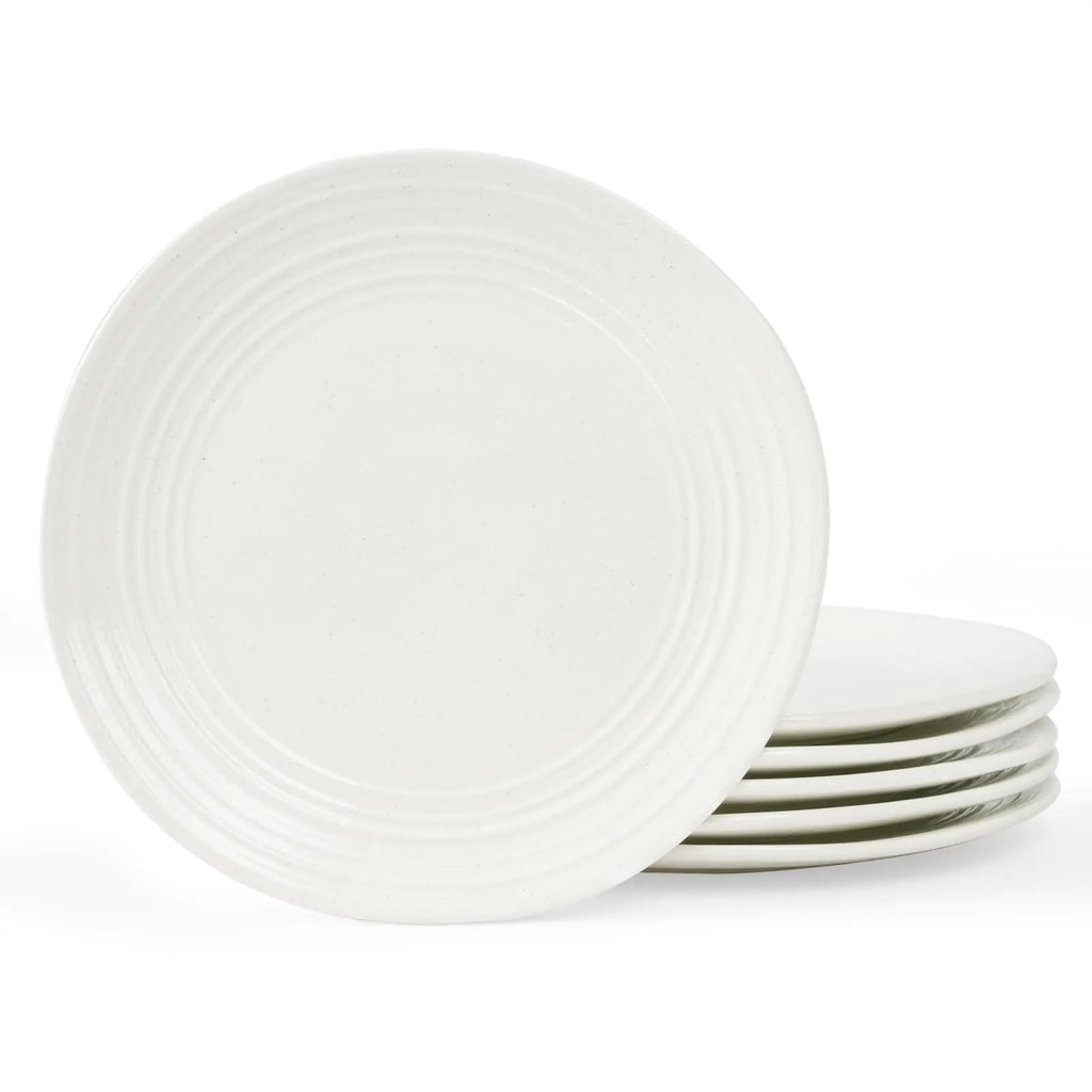 famiware Twilight White 10.25" Stackable Ceramic Plate Set for 6