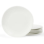 famiware Twilight White 10.25" Stackable Ceramic Plate Set for 6